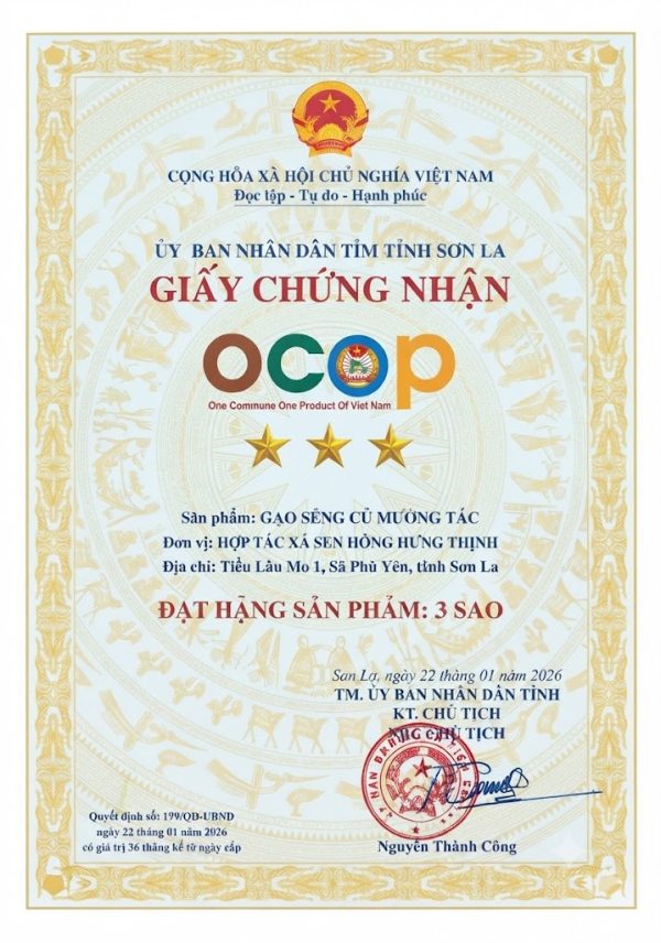 HỢP TÁC XÃ SEN HỒNG HƯNG THỊNH đồng hành cùng nông sản OCOP Sơn La