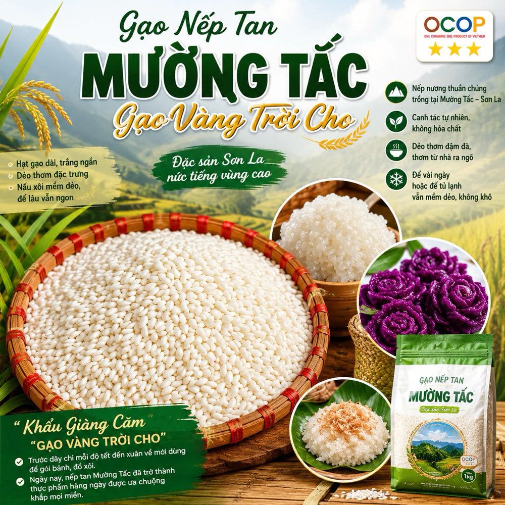 3kg Gạo nếp tan Mường Tấc Sơn La